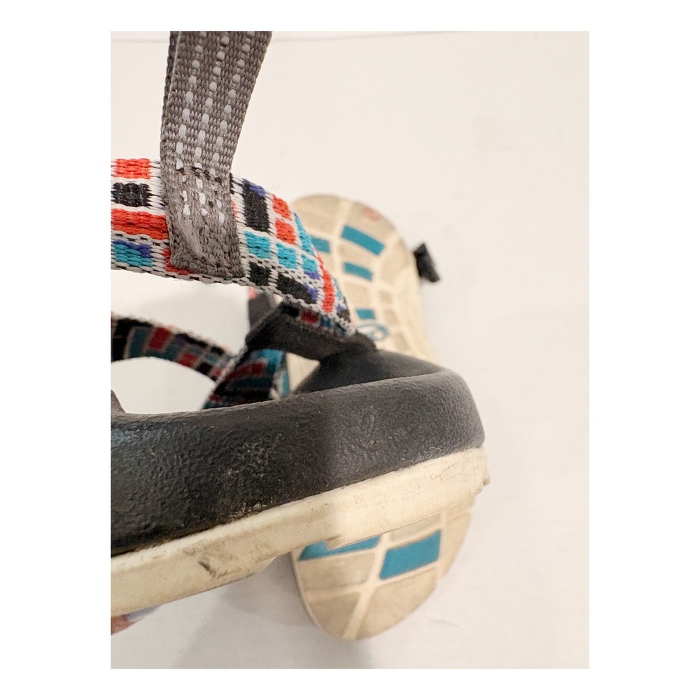 Chaco Kids Z1 Ecotread Sport Sandals Blue Orange Geometric Size 2 Kids - Picture 2 of 5